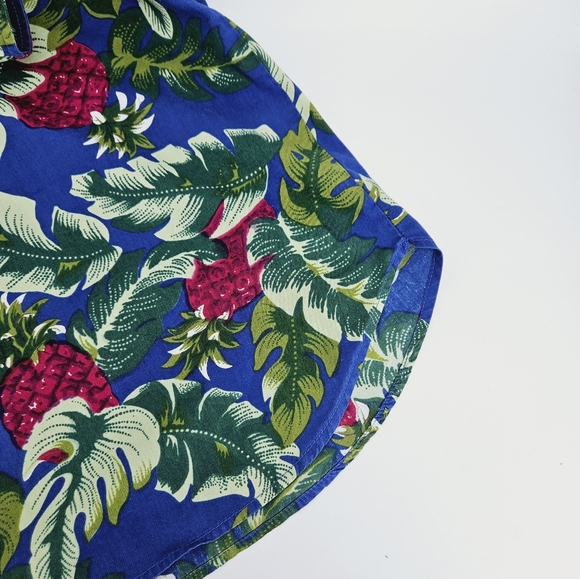 Hilo Hattie Hawaiian Pineapple Tropical Leaf Tank Top Blue Small - Picture 6 of 8